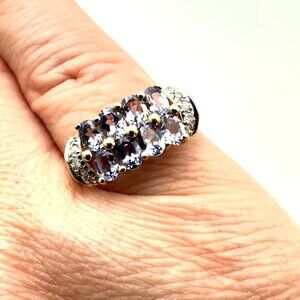 Womens Ring 14K Gold Tanzanite Diamond 3.2 Grams Size 8 Estate Jewelry